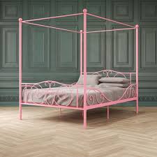 The mainstays twin metal bed is a practical space saving solution for small bedrooms and is appropriate for your master bedroom, guest bedroom and teen's bedroom. Dhp Canopy Metal Bed Full Size Frame Pink Walmart Com Walmart Com