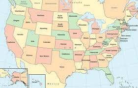 United States Map Color Map With Surrounding Areas Road Trip Activities United States Map Usa Map