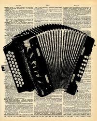 Vintage Dictionary Print Accordion Folk Music Instrument Recycled Antique Book Print Antique Vintage Dictionary Dictionary Prints Antique Books