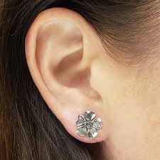 Sterling Silver Cherry Blossom Post Earring