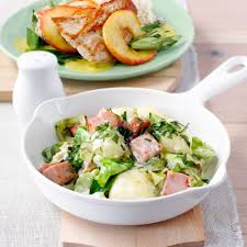 Knodelpfanne Mit Spitzkohl Und Leberkase Rezept Fleisch Gerichte Rezepte Knodel