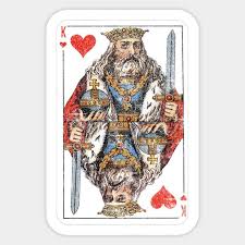 In german and swiss playing cards, the king immediately outranks the ober. Vintage King Of Hearts Playing Card King Of Hearts Sticker Teepublic