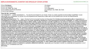 Esl efl asp business english classes example letter and guide to writing cover letters for job interviews to be included with the resume or cv a key part of almost any job application is a cover letter. Environmental Scientist And Specialist Cover Letter