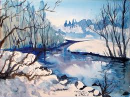 Let S Paint An Icy Cold Landscape Landscape Drawings Winter Landscape Landscape Art