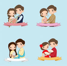 Cute Bride And Groom Cartoon Character Collection Set Bride And Groom Cartoon Bride Cartoon Wedding Couple Cartoon