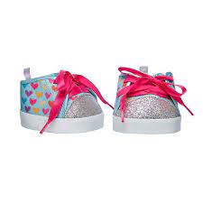 Glittery Heart Sneakers For Stuffed Animals Shop At Build A Bear Animal Shoes Toddler Girl Gifts Doll Shoes