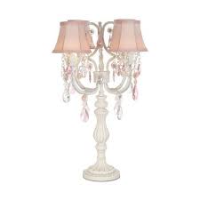Universal Lighting And Decor Antique White With Pink Crystal 4 Light 100 Liked On Polyvore Lamp Pink Lamp Crystal Lamp