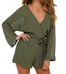 Robot Check Olive Green Romper Green Rompers Rompers Women