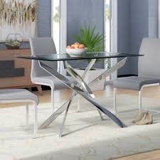 Wade Logan Coraline Glass Top Modern Dining Table Wayfair Ca In 2020 Modern Dining Table Modern Dining Dining Table