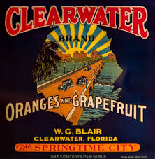 Clearwater Brand Citrus Label Clearwater Florida Heritage Village Florida Note The Sun Rays Pho Vintage Fruit Crate Label Fruit Labels Orange Crate Labels
