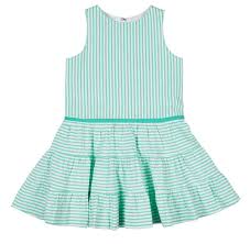 Florence Eiseman Girls Jade Green Seersucker Tiered Dress