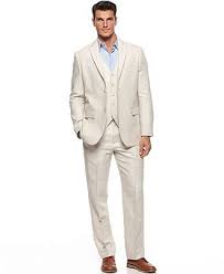 Perry Ellis Suit Linen 3 Piece Comes In Different Colors Including A Gray Blue At Macy S Linen Suit Groom Tuxedo For Men White Linen Suit