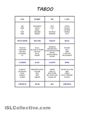 Before you can make taboo cards, you first need to brainstorm a list of clues and then think of the five best words that describe that object. Taboo Card Game 2 Taboo Cards Taboo Game Taboo
