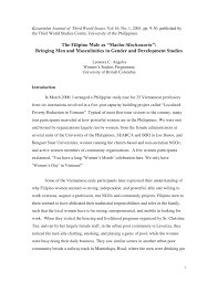 Pdf The Filipino Male As Macho Machunurin Bringing Men And Masculinities In Gender And Development In The Philippines
