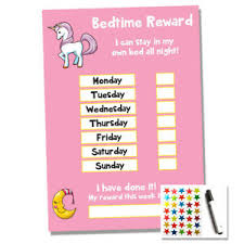 Details About Unicorn Bedtime Nightime Reward Chart Kids Child Sticker Star Sleep Own Bed