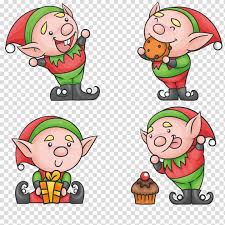 The resolution of png image is 1024x1024 and classified to elf ,elf clipart ,shelf. Four Christmas Elves Poster The Elf On The Shelf Santa Claus Christmas Elf Funny Hand Drawn Sprites Transparent Background Png Clipart Nohat