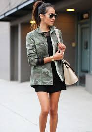 Camo Jacket With Little Black Dress Fashion Military Shirts My Style
