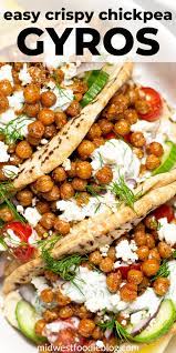 Easy Vegetarian Chickpea Gyros Quick Vegetarian Dinner Tasty Vegetarian Recipes Vegetarian Recipes Dinner