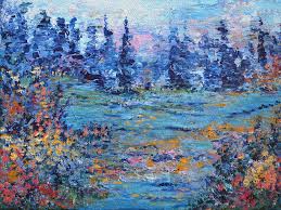 Master gardeners, landscape professionals and homeowners alike comment that they end up buying multiple knives because friends and family are always taking them! Modern Abstract Landscape Rainblow Lake Palette Knife Painting Painting By Kathy Symonds