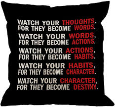 Maybe you would like to learn more about one of these? Amazon Com Hgod Designs Quote Pillow Cover Watch Your Thoughts Motivational Words Quotes Cotton Linen Cushion Cover Square Standard Home Decorative Throw Pillow For Men Women 18x18 Inch Black White Red Home Kitchen