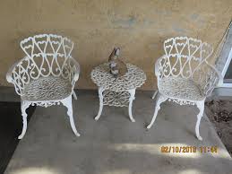 Vintage Cast Iron White Bistro Set Table Measures 21 Round And 17 High 2 Chairs And 1 Table Bistro Set Chair Deck Garden