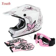 Details About Youth Pink Butterfly Dirt Bike Atv Mx Helmet W Motocross Goggles Gloves S M L Xl