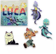 Disney pin 2020 pinocchio mystery puzzle pin set of 9 pins (1) chaser pin! Disney Pixar Luca Limited Edition Pin Set Of 5 New With Card I Love Characters
