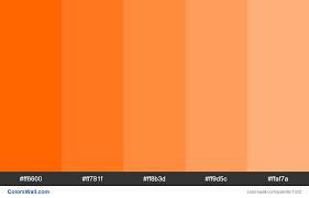 Orange Tints Colours Hex Colors Ff6600 Ff781f Ff8b3d Ff9d5c Ffaf7a Brand Original Color Co Orange Color Palettes Orange Palette Orange Color Schemes