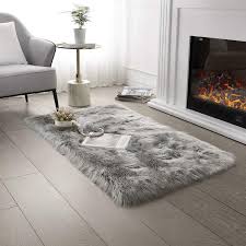 Get free shipping on qualified gray, plush area rugs or buy online pick up in store today in the flooring department. Amazon Com Ultra Soft Faux Fur Area Rug Grey Fluffy Rug Plush Chair Cover Seat Pad Fuzzy Carpet Furry Besides Rug For Bedroom Floor Sofa Living Room 2x4 Feet Serissa Rectangular Light Grey