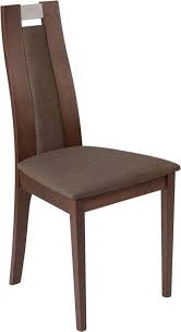 Quincy Walnut Finish Wood Dining Chair With Curved Slat Wood And Golden Honey Brown Fabric Seat Dining Chairs Fabric Seat Wood Dining Chairs