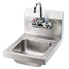 A kitchen corner sink has double basins which are set at right angles to each other. Amazon Com Stainless Steel Hand Sink Nsf Commercial Equipment 12 X 12 Industrial Scientific