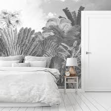 Bedroom Black And White Wall Mural Vintage Illustration Wall Mural Peel And Stick Wallpaper Black And White Wall Decor Large Wall Art Tropical Home Decor Sp057b White Wall Decor Tropical Home Decor Tropical Wallpaper
