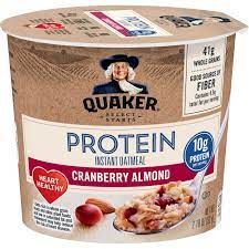 Quaker instant oatmeal fiber and protein maple brown sugar: Quaker Select Starts Protein Cranberry Almond Instant Oatmeal Cup Shop Oatmeal Hot Cereal At H E B