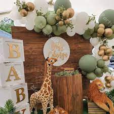 111pcs Green Balloon Garland Arch Kit With Eucalyptus Retro Etsy In 2021 Baby Shower Balloons Green Baby Shower Baby Shower Decorations