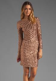 Bcbgmaxazria Sequin Long Sleeve Scoop Back Dress In Rose Gold Fancy Dresses Dresses Dress Backs
