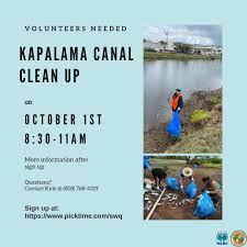 honolulucitycouncil on X: Volunteers Needed! Please join the Storm Water  Quality team to complete a cleanup in the Kapalama Canal on Saturday,  October 1st from 8:30 – 11am. To learn more and