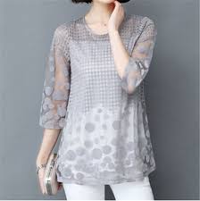 Bayanlar Icin Yazlik Sifon Gomlek Modelleri Gri Yetim Kol Geometrik Desenli Kadin Olmak Kadin Kiyafetleri Sifon Bluzlar
