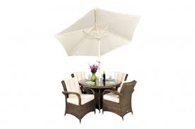 This large garden furniture set is great for dining al fresco and includes a large, wooden table as a centerpiece. Arizona 4 Seat Garden Furniture Dining Set Oak Furniture King