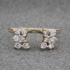 0.35 carat (ctw) round white diamond ladies wedding band guard double ring 1/3 ct, 10k gold. Pre Owned 14 Karat Yellow Gold Diamond Ring Wrap
