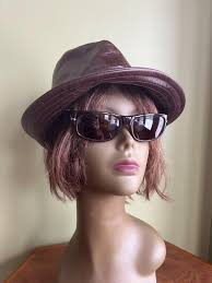 Vintage Kangol Red Leather Fedora Hat/ Croc Leather Trilby With Cotton  Lining/crocodile-embossed Leather Fedora