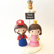 Top off your beautiful wedding cake with a gold mr. Cute Wedding Cake Topper Mario And Peach