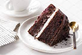 Chocolate Cake Slice On White Plate Cake Chocolate Cake Dark Chocolate Cakes