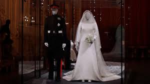 Her givenchy wedding gown and diamond bandeau tiara will be displayed alongside prince harry's military uniform in a special exhibition at windsor designed by clare waight keller, markle's dress is based off of an iconic wedding design created by the brand's founder, hubert de givenchy, for. Meghan Markle S Wedding Dress Displayed At Scottish Castle Fox News