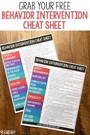 Download These Free Behavior Intervention Cheat Sheets To Use When You Feel Stuck With A Child S Cha School Psychology Behavior Interventions School Counseling
