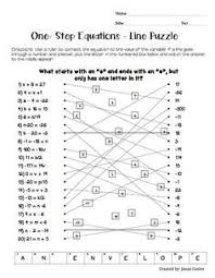 One Step Equations Line Puzzle Activity One Step Equations Equations Algebra Worksheets