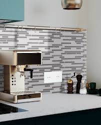 Check out our kitchen backsplash selection for the very best in unique or custom, handmade pieces from our subway tiles peel and stick backsplash, stick on tiles kitchen backsplash ,light blue ,grey add to favorites. Verona Interlocking Gray And White Glass Mosaic Tile Backsplash For K Wstiles