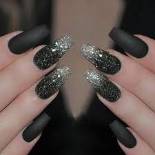 50 Sassy Black Nail Art Designs To Add Spark To Your Bold Look Black Nails With Glitter Prom Nails Silver Nails