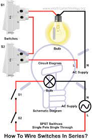 My favorite strat seriesswitching scheme only uses one normal dpdt switch and but flip the switch up in position 2 or 4, and the respective two pickups are then wired in series to beat the devil out of your tube amp. How To Wire Switches In Series Single Way Switch With Light Bulb