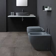Sanitari Grigio Opaco 52x36 A Terra Filomuro Arredamento Piccolo Bagno Rubinetteria Da Bagno Design Del Bagno