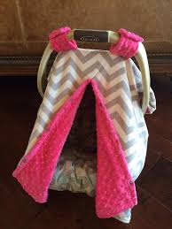 Super Warm And Cozy Baby Car Seat Covers Double Minky Hot Pink Minky With Gray Chevron Snap Front Open Baby Car Seats Infant Car Seat Cover Carseat Cover